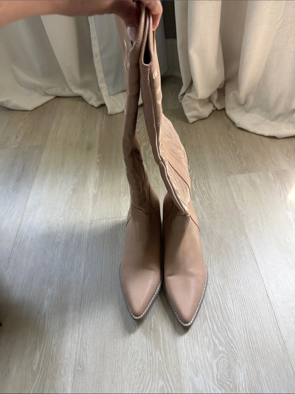 Over-the-Knee Western Boots in Tan